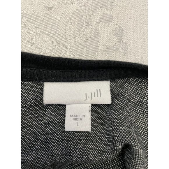 J. Jill Size L Black White Argyle Diamond Print Kangaroo Pocket Sweatshirt - Picture 4 of 8